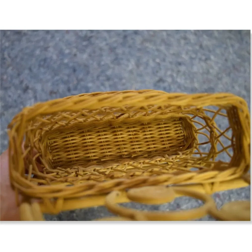 Wicker Wall Hanging Baskets Mail Organizer Boho Natural Cottage Farmhouse Fairy